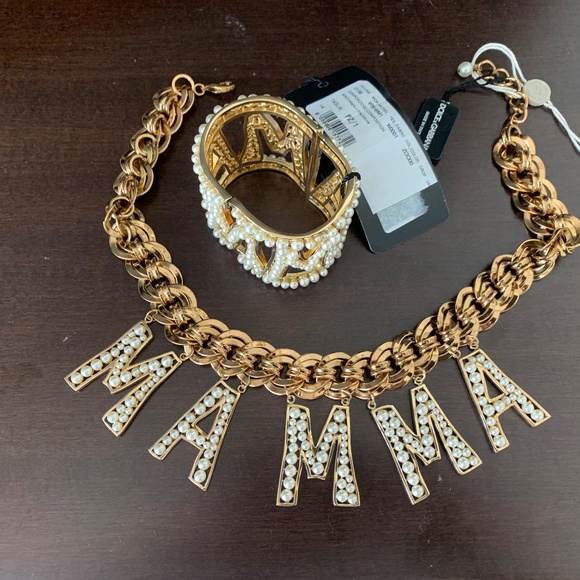 DOLCE GABBANA  ,,MAMA" pearl chocker and bracelet - Picture 3 of 5